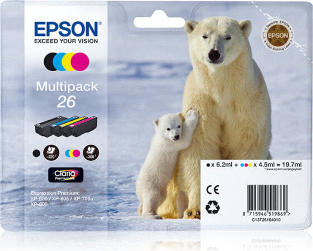 Epson Polar bear C13T26164020 струйный картридж Подлинный Черный, Голубой, Пурпурный, Желтый 1 шт