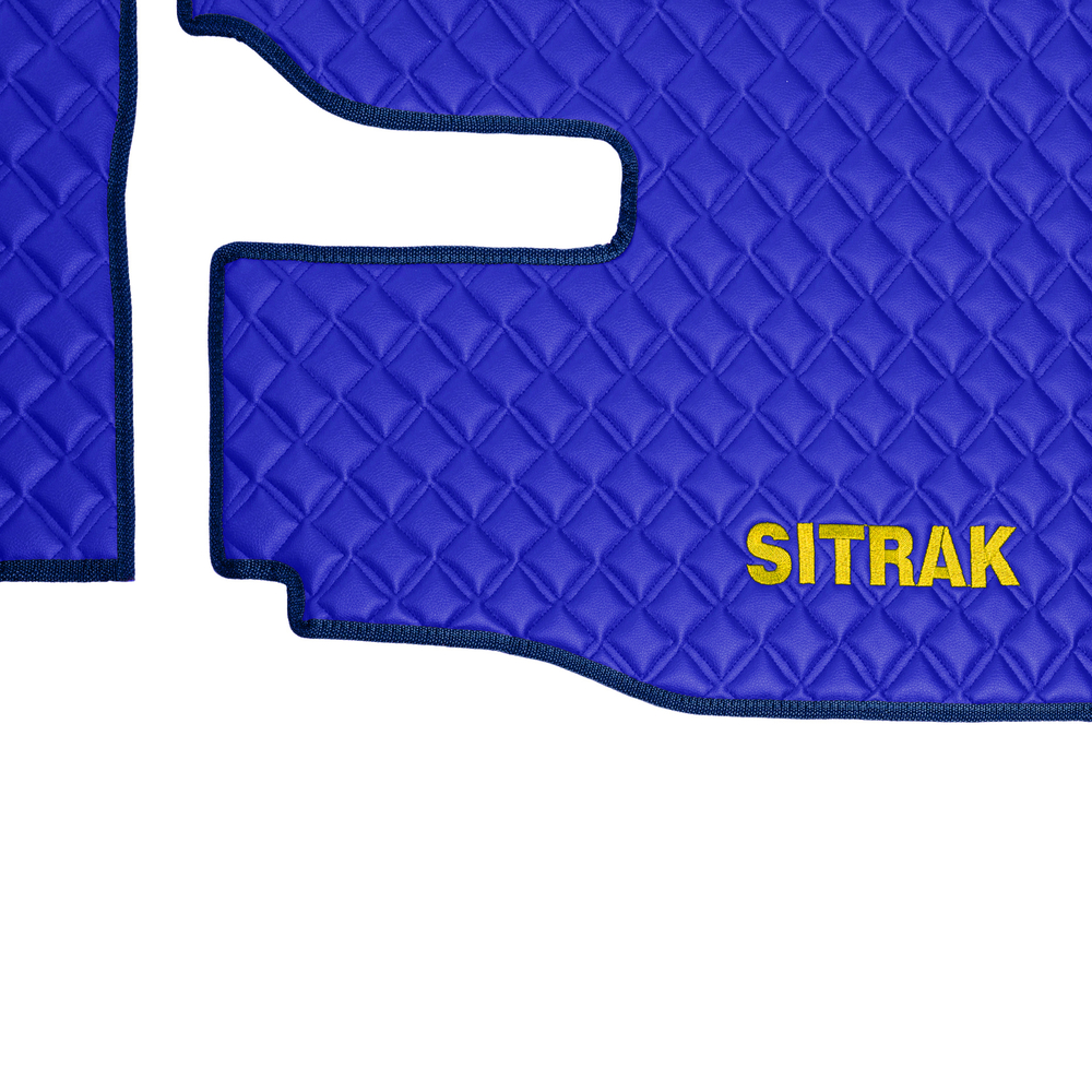 Ковры Sitrak MAX (экокожа, синий, синий кант, желтая вышивка)