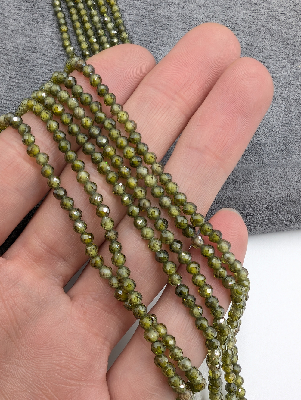 Фианиты 3мм, оливковый