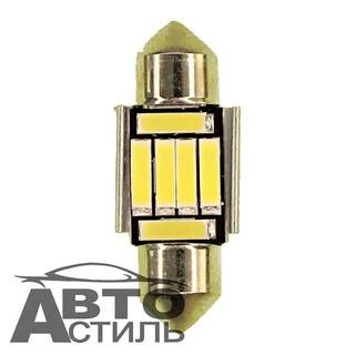 Светодиод 12V T11x31  6SMD 7020 WHITE  (салон) с радиатором на Черном фоне Y0006-31
