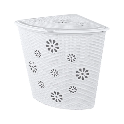 Корзина д/белья Плетёнка 45л. (угл) (белый) (комплект 6 шт)