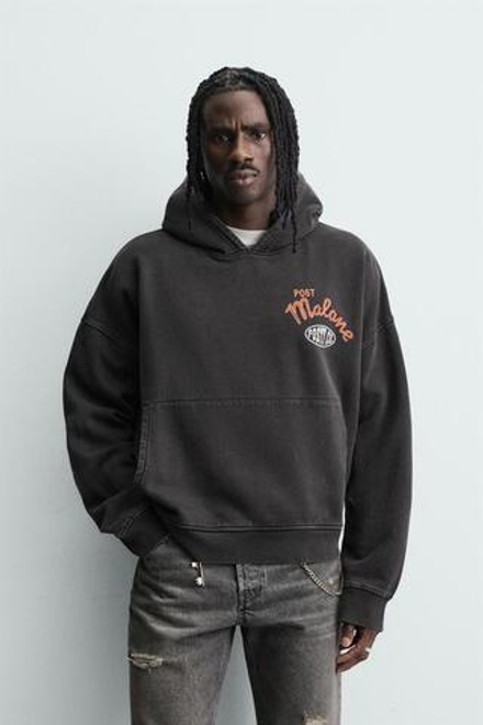 ZARA ХУДИ С ГРАФИЧЕСКИМ ПРИНТОМ POST MALONE™, ЧЕРНЫЙ