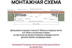 Люк под плитку Союз 400х600, петли по стороне 600 ХАММЕР