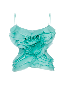 Топ из плотной органзы декорированный воланами