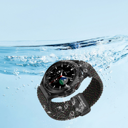 Эластичный ремешок черного цвета (Black Unity) от Dux Ducis для смарт часов Samsung Galaxy Watch 3, 4, 5, 6 и 7 (размер крепления 20мм), серия Strap (Mixture Pro Series)