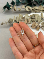 Подвеска "Колосок" фианитами, позолота 14k, 11*17 мм, 2 штуки