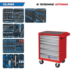 KING TONY (934-286AMR) Набор инструментов "CLAIM" в красной тележке, 286 предметов