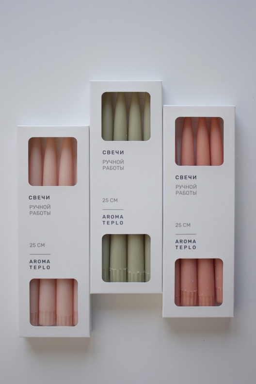 AROMATEPLO Свеча столовая Taper, 25 см,  в наборе из 4 шт