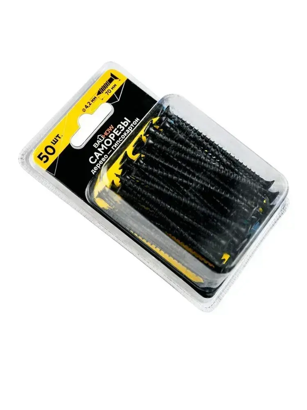 Саморез 4,2x70 по дереву для гипсокартона BAUHOW 50шт в блистере