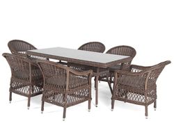 "Амароне" обеденная группа из искусственного ротанга на 6 персон, цвет коричневый