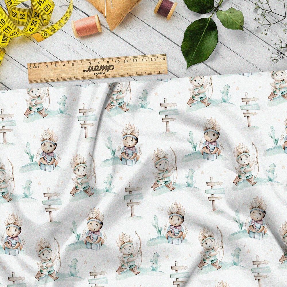 Ткань сатин юный стрелец из лука