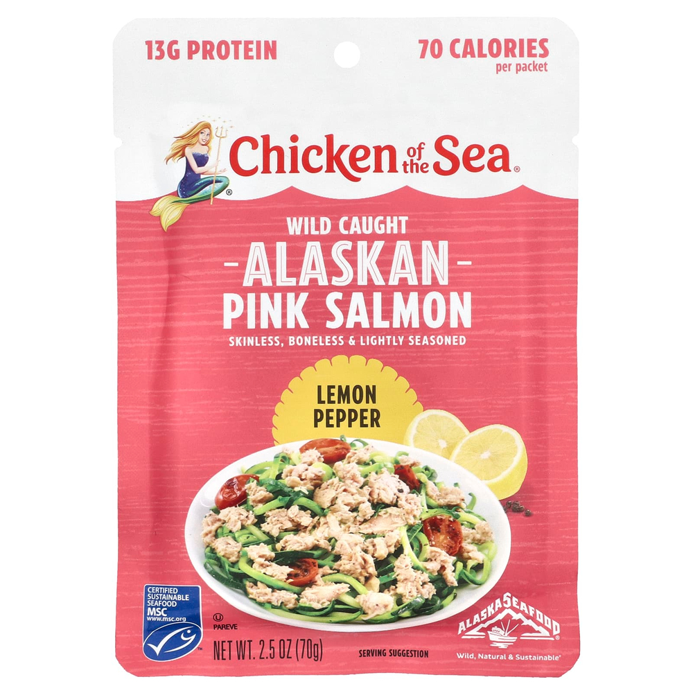 Chicken of the Sea, Аляскинская горбуша из дикого улова, лимонный перец, 70 г (2,5 унции)