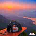 Пневмокаркасная юрта «Гармония» 5×5×2,5 м — для глэмпинга из ПВХ, чёрная