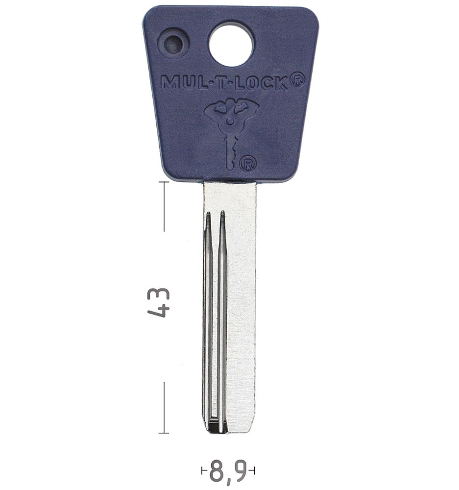 Заготовка вертикального ключа 10407 Mul-T-Lock 076 синий КНР