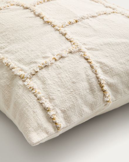 Чехол для подушки Verion желтый с вышитым геометрическим узором, 45 x 45 см