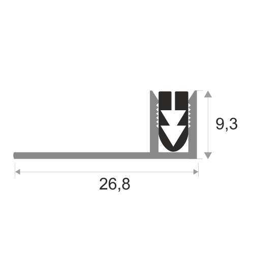 Алюминиевый профиль с резиновой вставкой ПТО-9 2700 мм