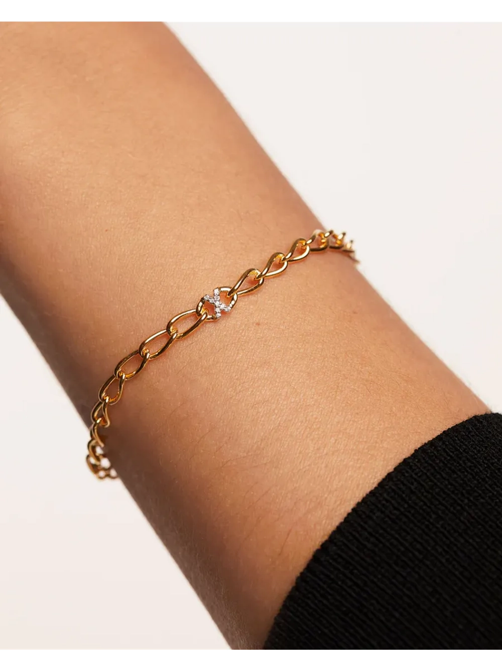 Браслет Буква X серебро 925 пробы покрытое золотом