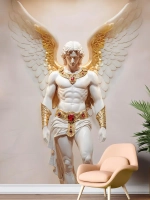 Объемные 3D Фотообои ангел из мрамора и золота
