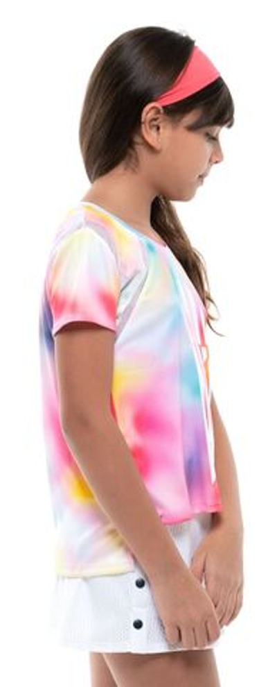 Футболка для девочки теннисная Lucky in Love Techno Tropic Techno Star S/S Girls - punch