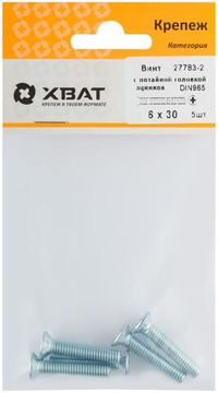 Винт с потайной головкой с полной резьбой оцинкованный DIN 965 6 х 30 (фасовка 5 шт.)