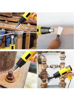 Фен строительный Xastomes 2000Вт с регулировкой температуры от 60 до 600 градусов,защита от перегрева, 220 В,4 насадки