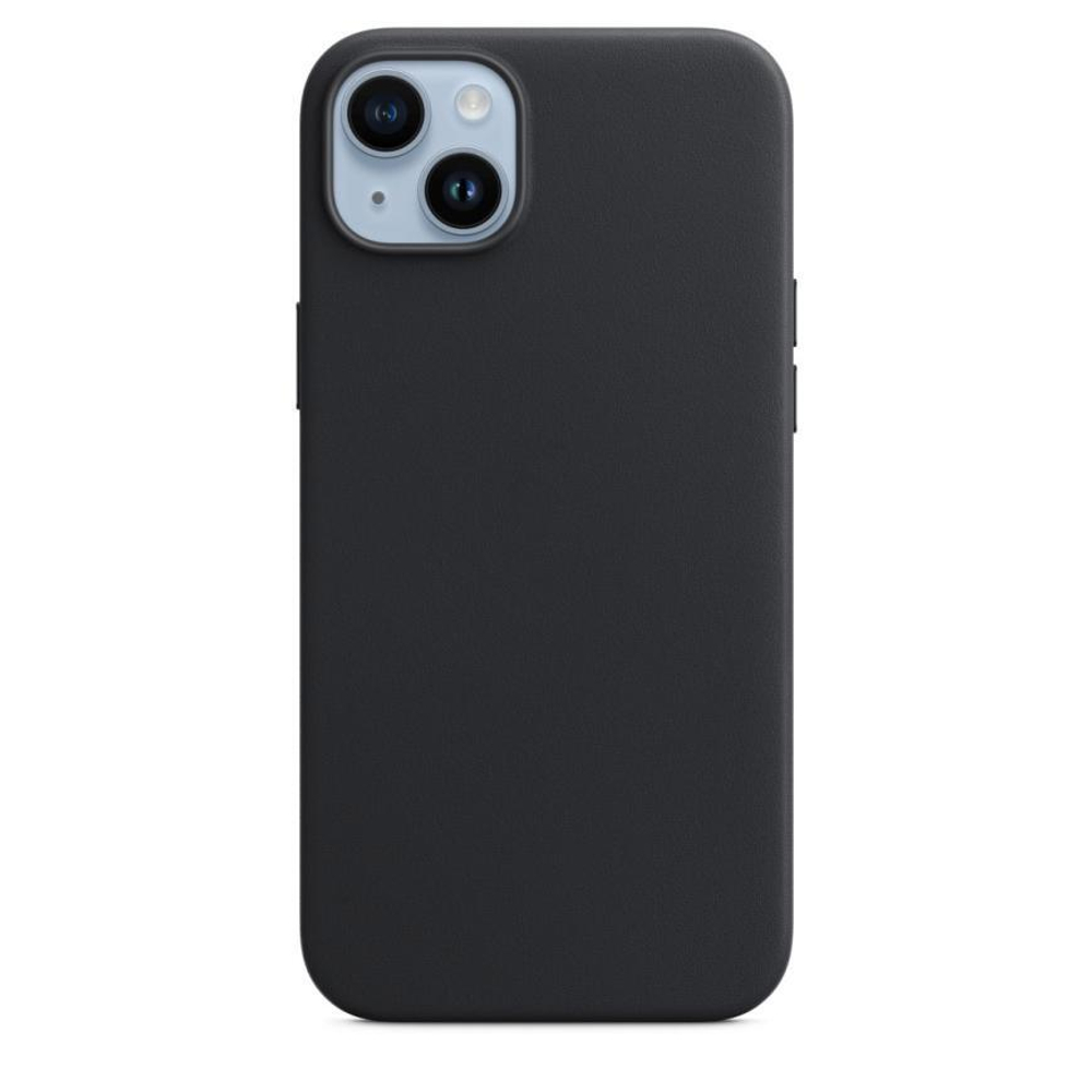 Кожаный чехол MagSafe Apple Leather Case для iPhone 14 Plus, Тёмная ночь