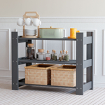 Стеллаж деревянный обувница 50 см для игрушек и для книг Альберт напольный, серый бейц / на балкон, для кухни, для рассады из массива сосны