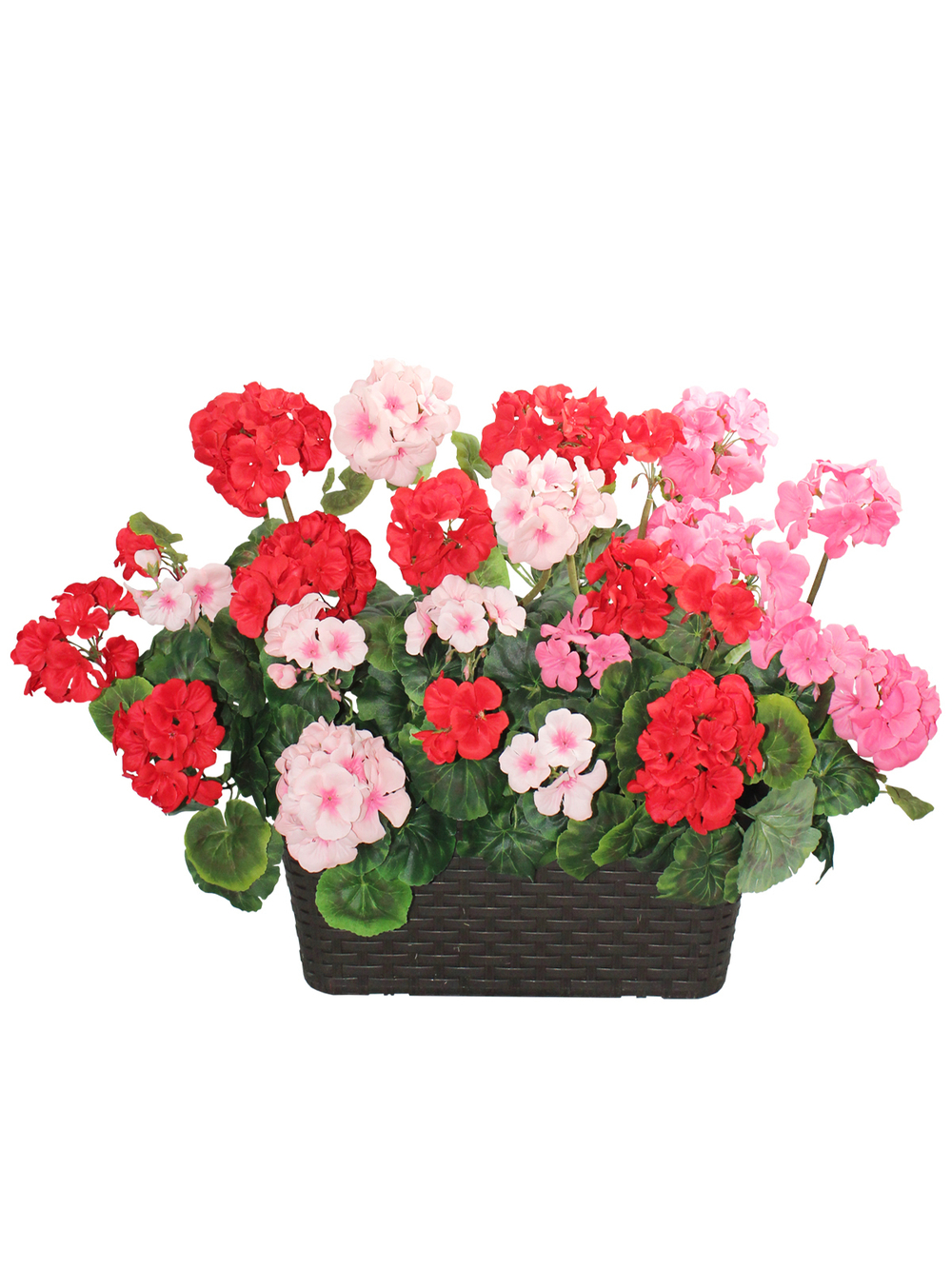 Искусственные цветы Балконный ящик с красно-розовыми геранями 60см