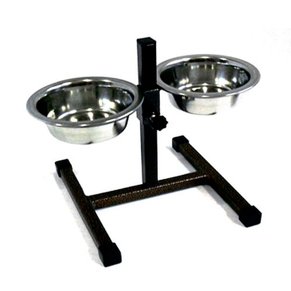 Кормушка металлическая с телескопической регулировкой высоты до 20см, 2 миски 0,35л, 14см Кормушка металлическая с телескопической регулировкой высоты до 20см, 2 миски 0,35л, 14см