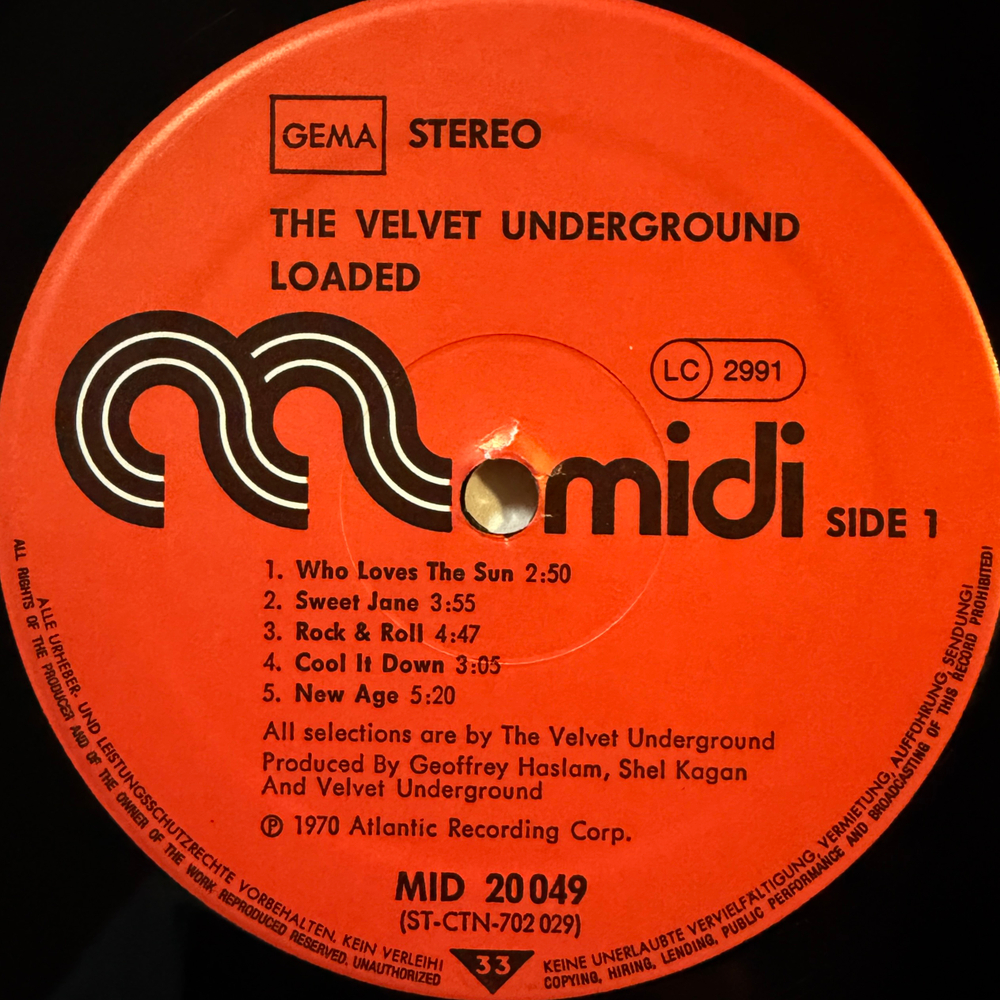 The Velvet Underground Featuring Lou Reed ‎– Loaded (Германия)