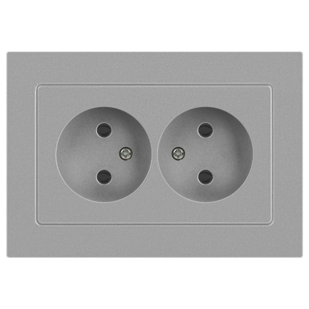 Розетка Intro Accent 6-204-03 двойная 2х2P 16А-250В IP20 СУ AL/CU алюминий
