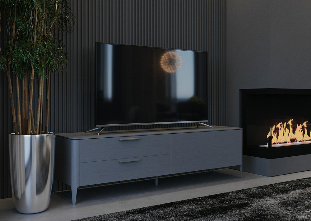 Тумба Type oak под ТВ 2 ящика откидная дверь (темно-серый)