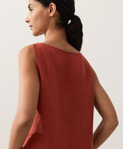 Oysho Топ из 100% льна, красноватый