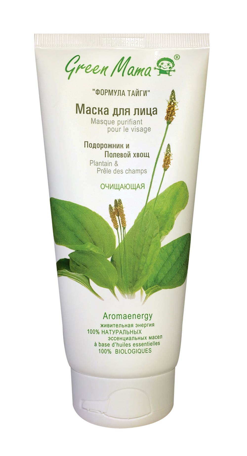 Green Mama Формула тайги Маска для лица Подорожник и полевой хвощ, очищающая, 170 мл