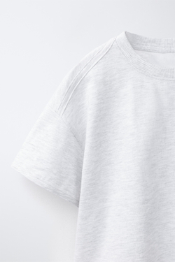 ZARA ОДНОТОННАЯ ФУТБОЛКА, СЕРЫЙ МЕЛАНЖ