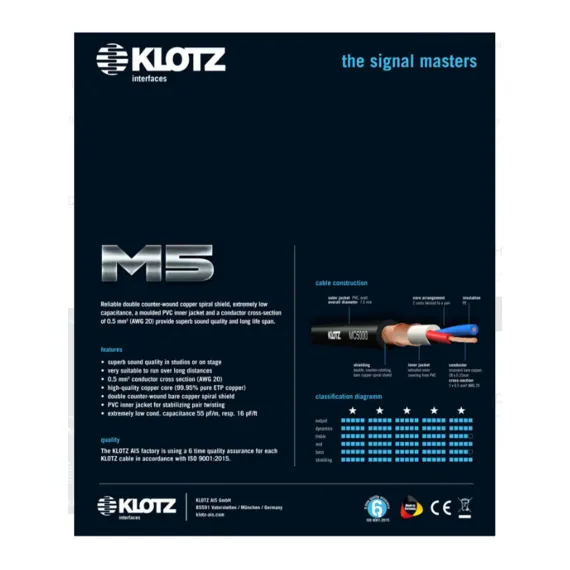 Klotz M5FM05 Black XLR(f) - XLR(m) 5m