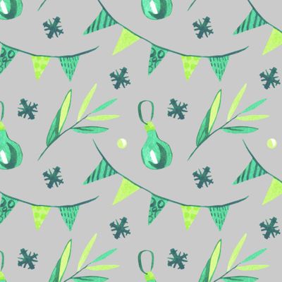 Бесшовный акварельный принт зелёным рождеством
