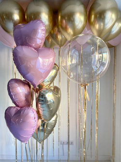 Воздушные шары для девушки золото/розовый №3659