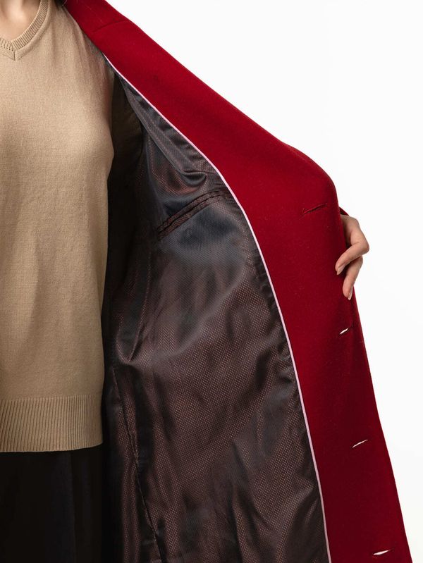 Пальто однобортное красное - фото 7