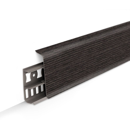 Плинтус пластиковый с кабель-каналом 70 Д Каштан Серый