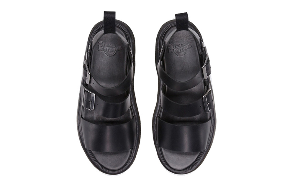 Dr.Dr. Martens Martin leather fish mouth buckle Roman sandals for men and women in the same style black