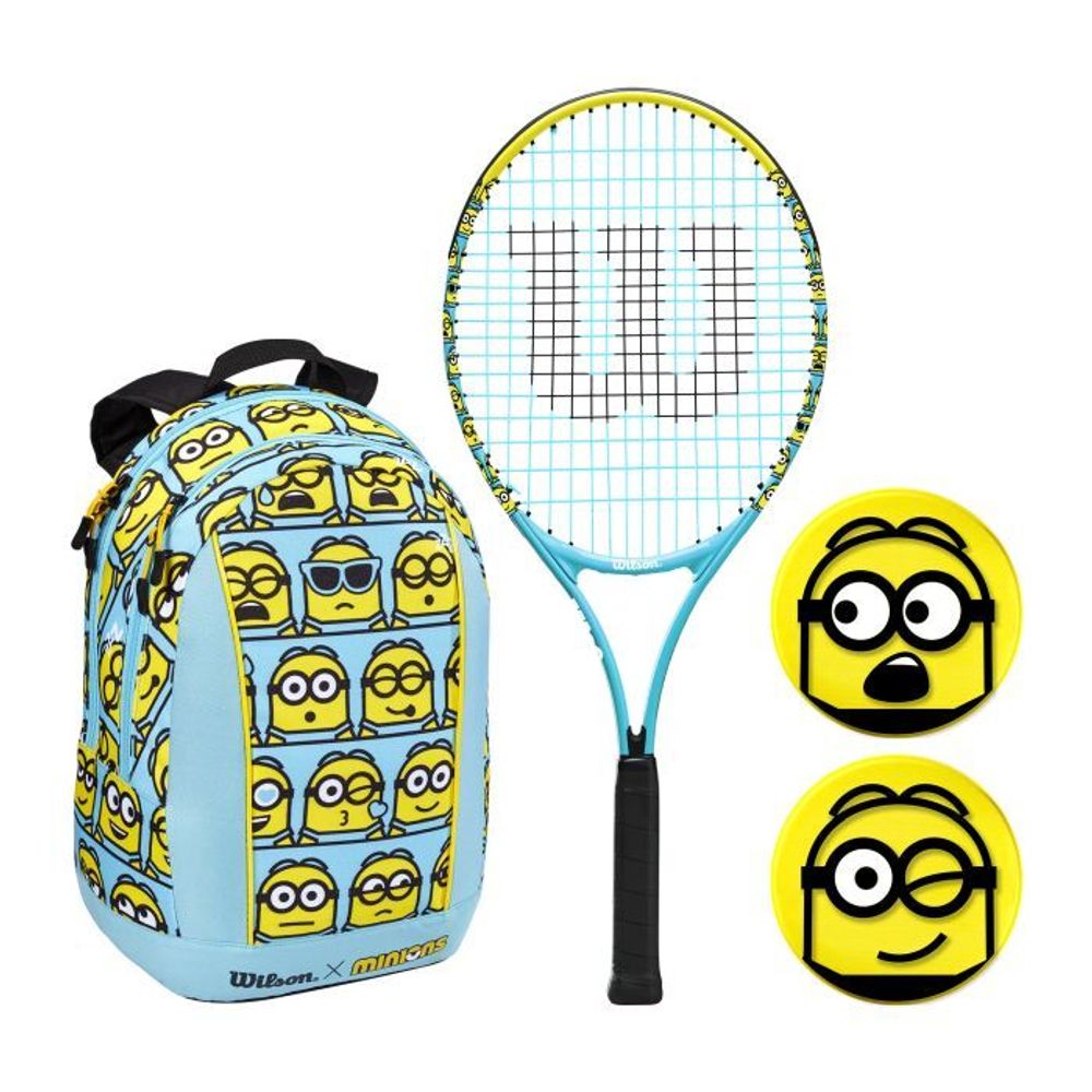 Детская теннисная ракетка Wilson Minions 2.0 Jr 25/Backpack/2 Dampeners Kit - yellow/blue/blue