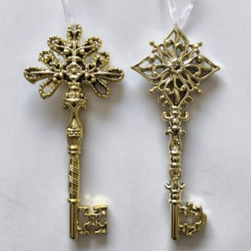 Елочное украшение ключик золотой 16 см