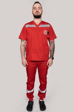 Топ летний мужской Скорая помощь MedicLine (V-обр.) цв. КРАСНЫЙ