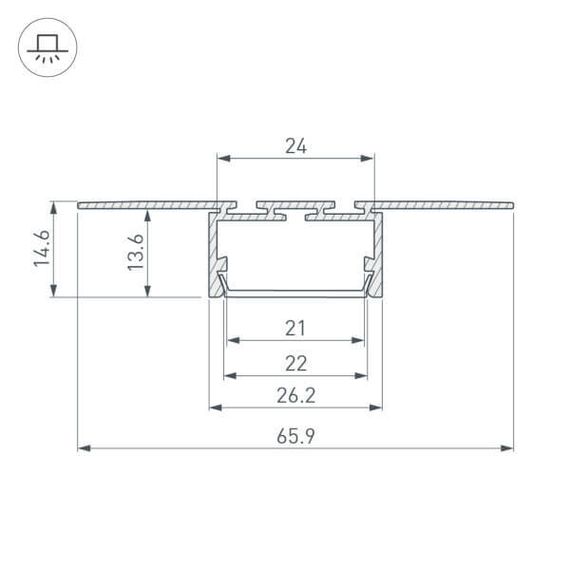 Профиль Arlight PLS-LOCK-H15-T-HIDE-2000 (ARL, Алюминий) 033688