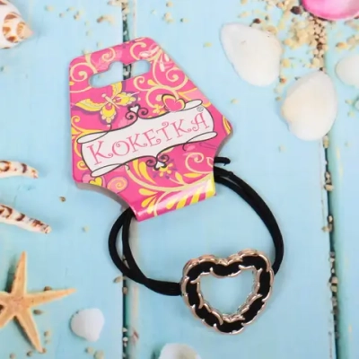 Резинка для волос 1шт «Кокетка - Aks Bambina chain», сердце, микс 2 цвета, d-5см