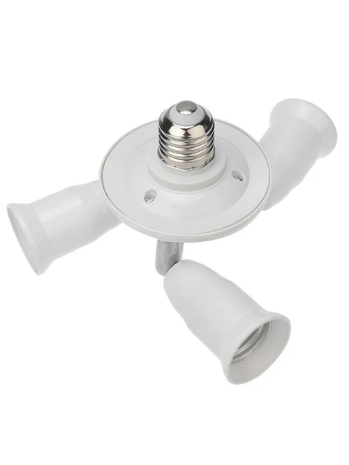 Разветвитель цокольный Е27-3хЕ27 (поворотный цоколь, патрон Е27) белый