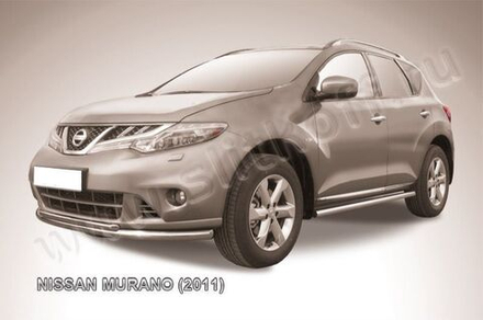 Защита переднего бампера (нержавейка) Nissan Murano (2010-2015) d57+d42