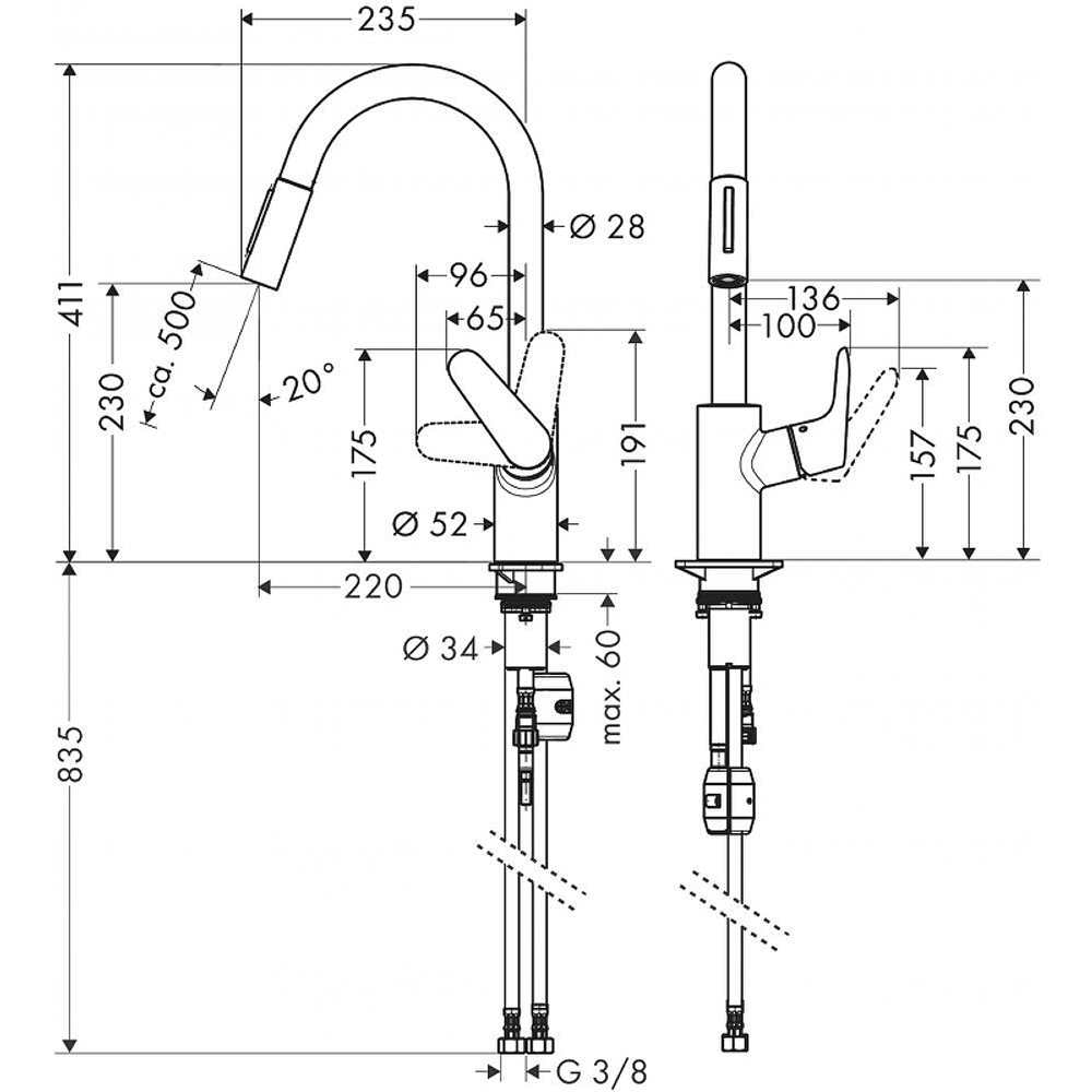 Смеситель для кухни Hansgrohe Focus 31815670 черный матовый