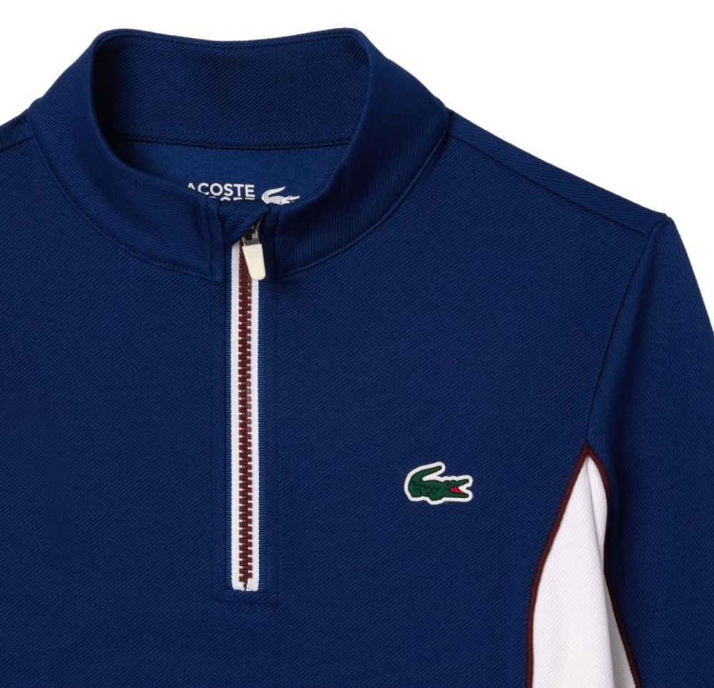 Женская Кофта теннисная Lacoste Slim Fit Quarter-Zip Sweatshirt - небесный